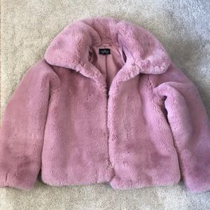 Fuzzy pink coat from Topshop. No flaws on coat.